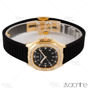 ساعت پتک فیلیپ آکوانا زنانه قاب طلایی صفحه مشکی دور نگین 105770
