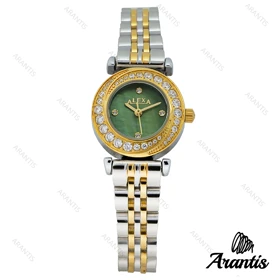 ساعت الکسا 2000z زنانه دو رنگ طلایی صفحه سبز دورنگین w-10103