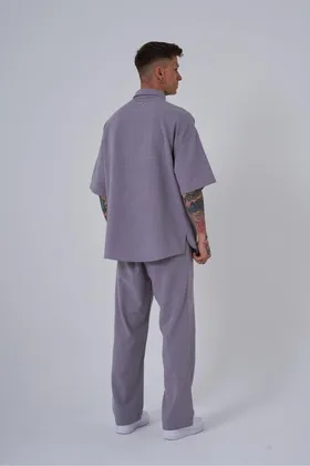 شلوار گشاد خاکستری کتانی مردانه PNT4224