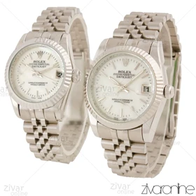 ست ساعت رولکس دیت جاست صفحه سفید ایندکس خطی 105649