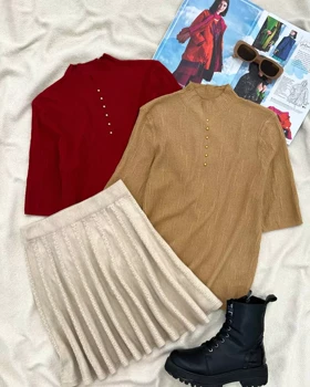 بلوز آستین سه ربع نما دکمه کد 5518