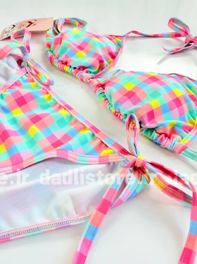 بیکینی کاپ متحرک چهارخونه رنگی