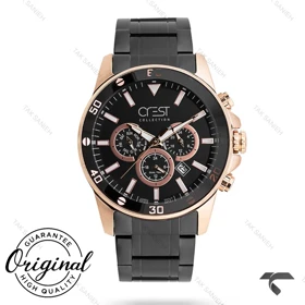 ساعت کرست مردانه 6262-5 صفحه مشکی بند مشکی Crest-10871-G