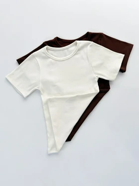 کراپ تاپ کبریتی آستین نصفه ساده