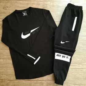 ست تیشرت آستین بلند و شلوار مردانه مشکی JUSTDOIT