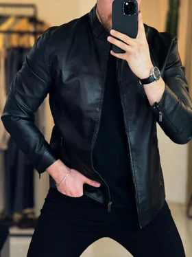 کت چرم مشکی 2327