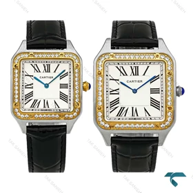 ساعت ست کارتیر سانتوس دومونت دورنگ طلایی دورنگین Cartier-8884-S