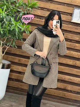 پالتو چهارخونه یقه انگلیسی