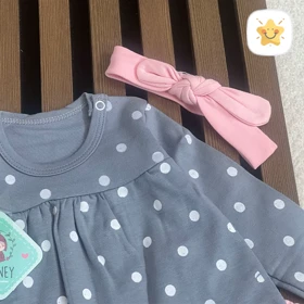 ست 3 تکه هدبند بلوز و شلوار نوزادی دخترانه جنس پنبه برند HONEY