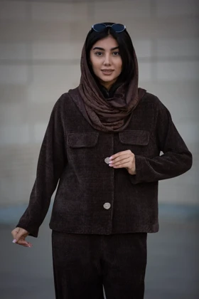 پالتو لمزور بیسکوییتی دکمه نما