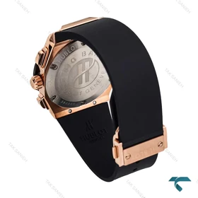 ساعت هابلوت مردانه چند ضلعی رزگلد مشکی صفحه اسکلتون Hublot-6791-G
