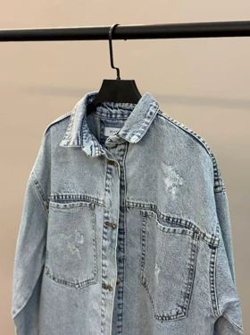 کت جین قواره دار بلند (آبی)