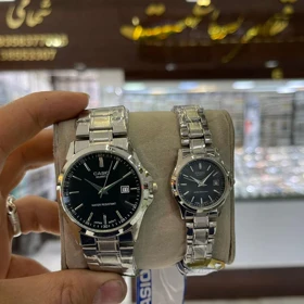 ساعت ست زنانه و مردانه کاسیو کلاسیک CL9124 نقره ای صفحه مشکی