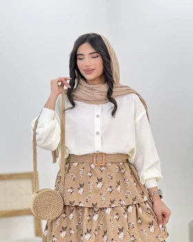 شومیز و دامن گل‌دار گلرو(23)کد:5179