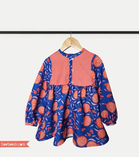 پیراهن طرح دار آبی و قرمز