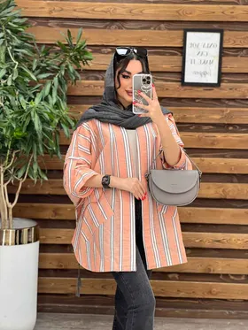 مانتو پانچ راه راه سرشونه پاگن