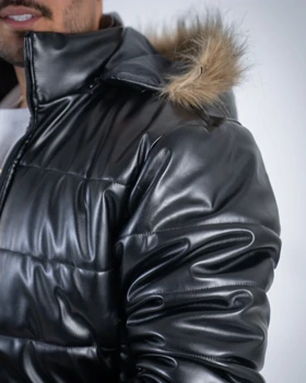 کاپشن مردانه چرم مازول پایین کش_کد4727