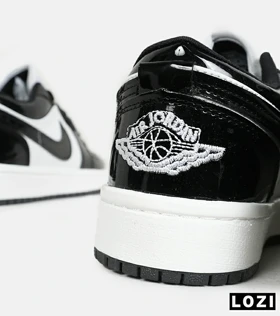 کفش کتانی مردانه و زنانه مشکی سفید ورنی NIKE jordan 1