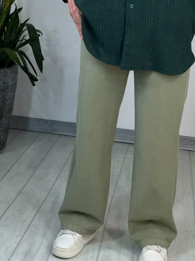 شلوار کتان نیم بگ