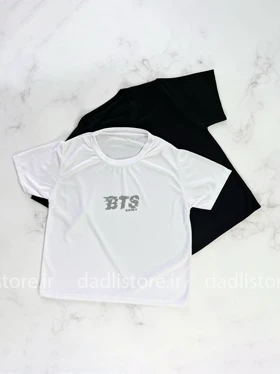 کراپ ورزشی آستین دار فلامنت سوزنی طرح BTS