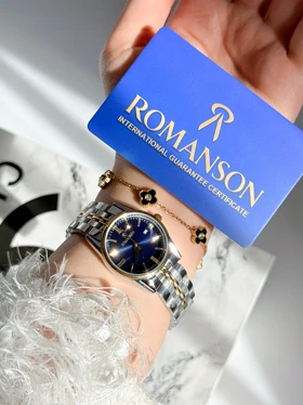 ساعت زنانه صفحه سرمه ای برند ROMANSON موتورژاپنی با کارت گارانتی 12ماهه