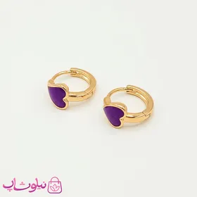 گوشواره حلقه‌ای ریز ژوپینگ مدل قلب بنفش