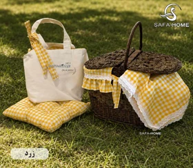 ست پیکنیک 5 تکه چهارخونه (زرد)