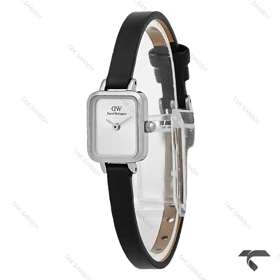 ساعت DW مستطیلی مینی سیلور صفحه سفید مهندسی بند چرمی DW-10708-L