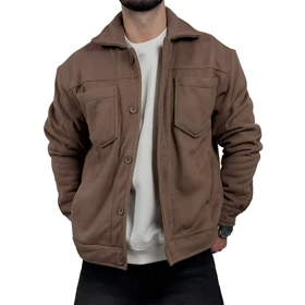 پیراهن مردانه کتی مخمل قهوه ای مدل دو جیب