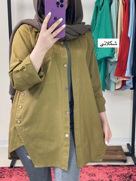 مانتو لینن بغل دکمه آیسودا