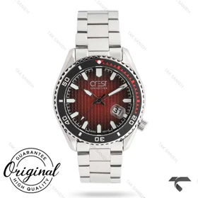 ساعت کرست مردانه 6318-3 استیل صفحه قرمز Crest-10989-G