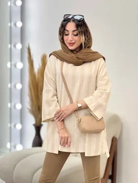 مانتو لینن نچرال دو جیب پایین
