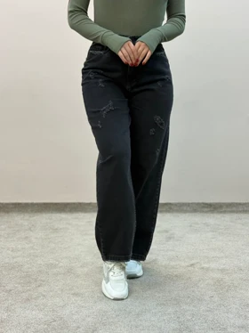 شلوار جین واید زغالی آمسو