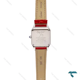 ساعت زنانه کارتیه دومونت دورنگ رزگلد بند چرم قرمز اسمال Cartier-6174-L