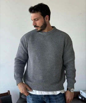 ژاکت درست بافت فندقی خاکستری مردانه فری سایز مناسب سایزهای L تا 2XL