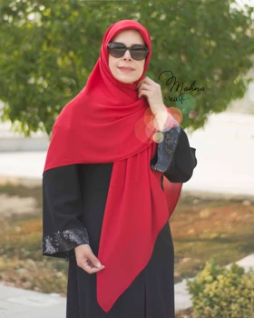 روسری کرپ حریر قرمز