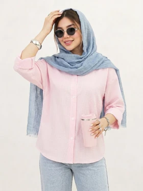 شومیز پنبه ریز راه راه ساده