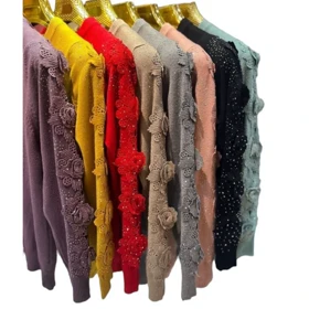 بلوز بافت مجلسی زنانه گپ ترک گل برجسته