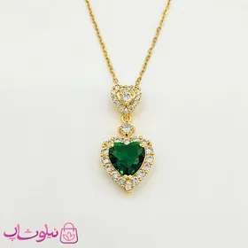 گردنبند زنانه استیل مدل قلب سبز