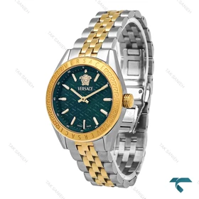 ساعت ورساچه V-Code زنانه دورنگ طلایی صفحه سبز Versace-6814-L