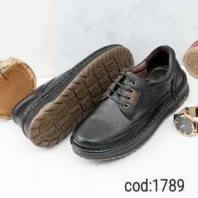 کفش چرم طبیعی تبریز مشکی قهوه ای بندی