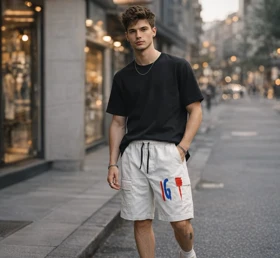 شلوارک جین سفید دودی سنگشور پارچه جین کاغذی اعلا