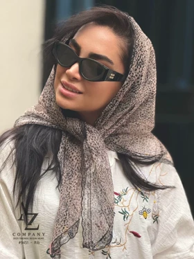 روسری سه گوش تور طرح پلنگی ریز مناسب تابستان