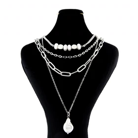 گردنبند دخترانه مدل 4 لاین مرواریدی