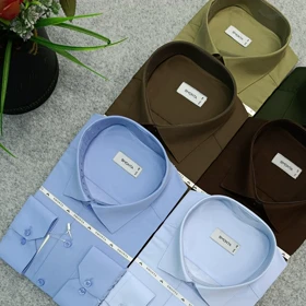 پیراهن ساده تکرنگ مردانه قواره کلاسیک _ استین بلند