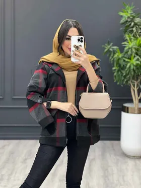 پالتو کلاه دار بغل دو دکمه