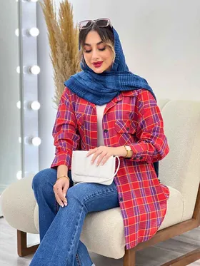 مانتو چهارخونه دو جیب شمیم