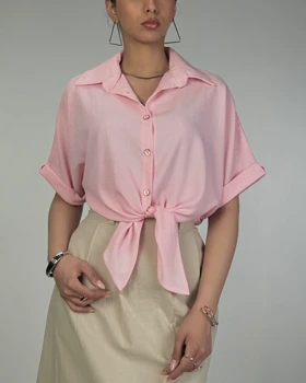 شومیز گره‌ای آستین کوتاه کد 500497