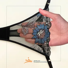 ست فنردار مشکی گل‌دار برند نوشه پوش