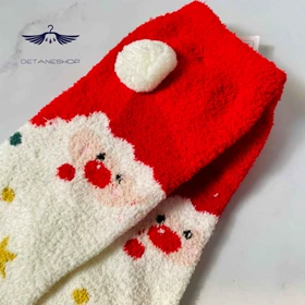 جوراب ساق‌دار حوله ای طرح بابانوئل وارداتی